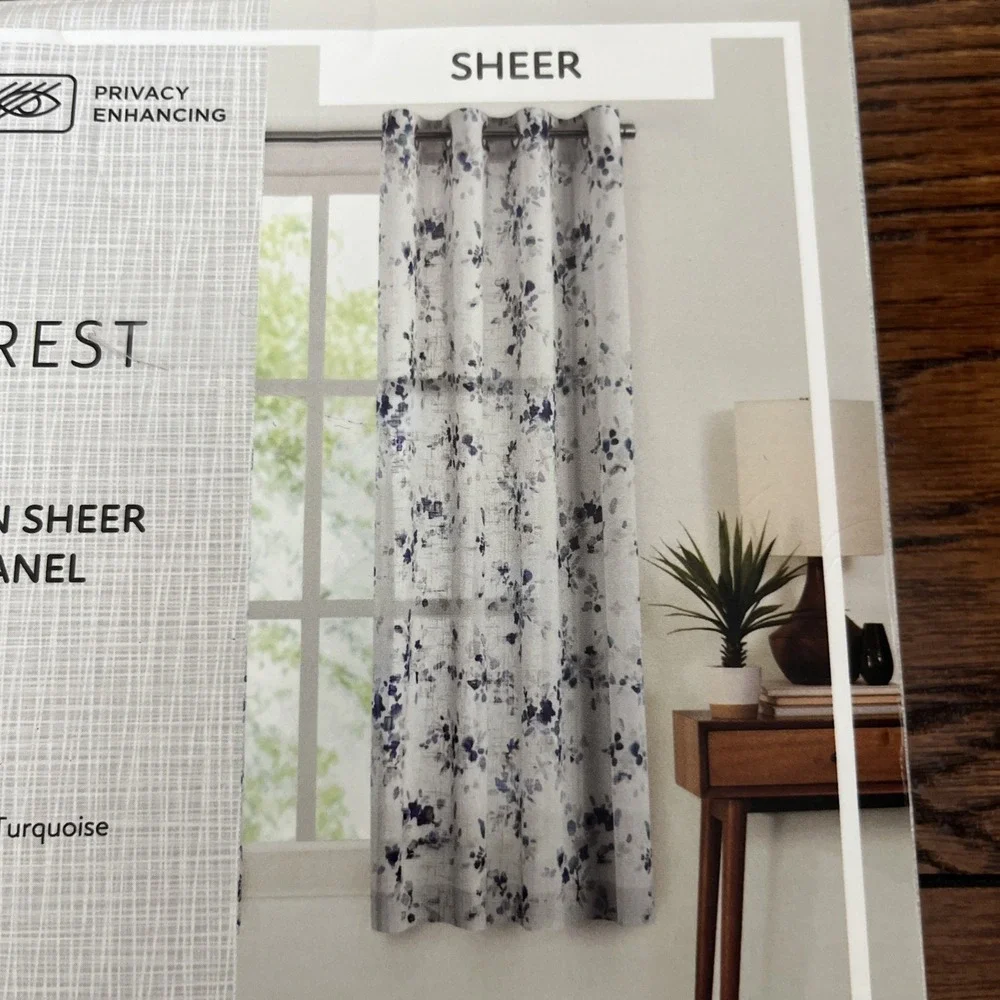 Fieldcrest Arden Cotton Sheer Grommet Panel Curtain 50in x 63in Floral